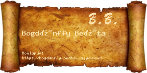 Bogdánffy Beáta névjegykártya